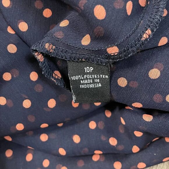 MSK Petites Navy Blue and Pink Polka Dot Ruffled Fit and Flare Dress size 10P - Picture 4 of 4